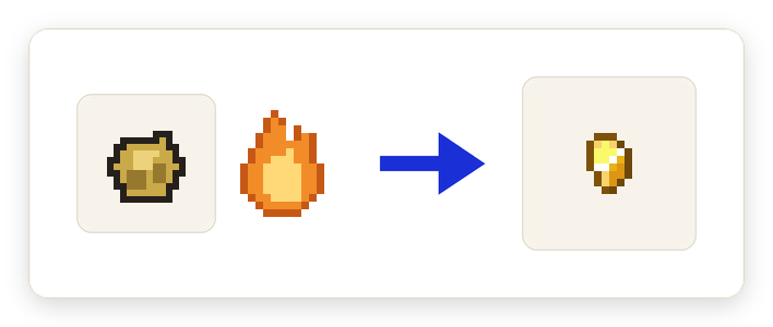 Crafting recipe for Fools Gold Nugget From Blasting